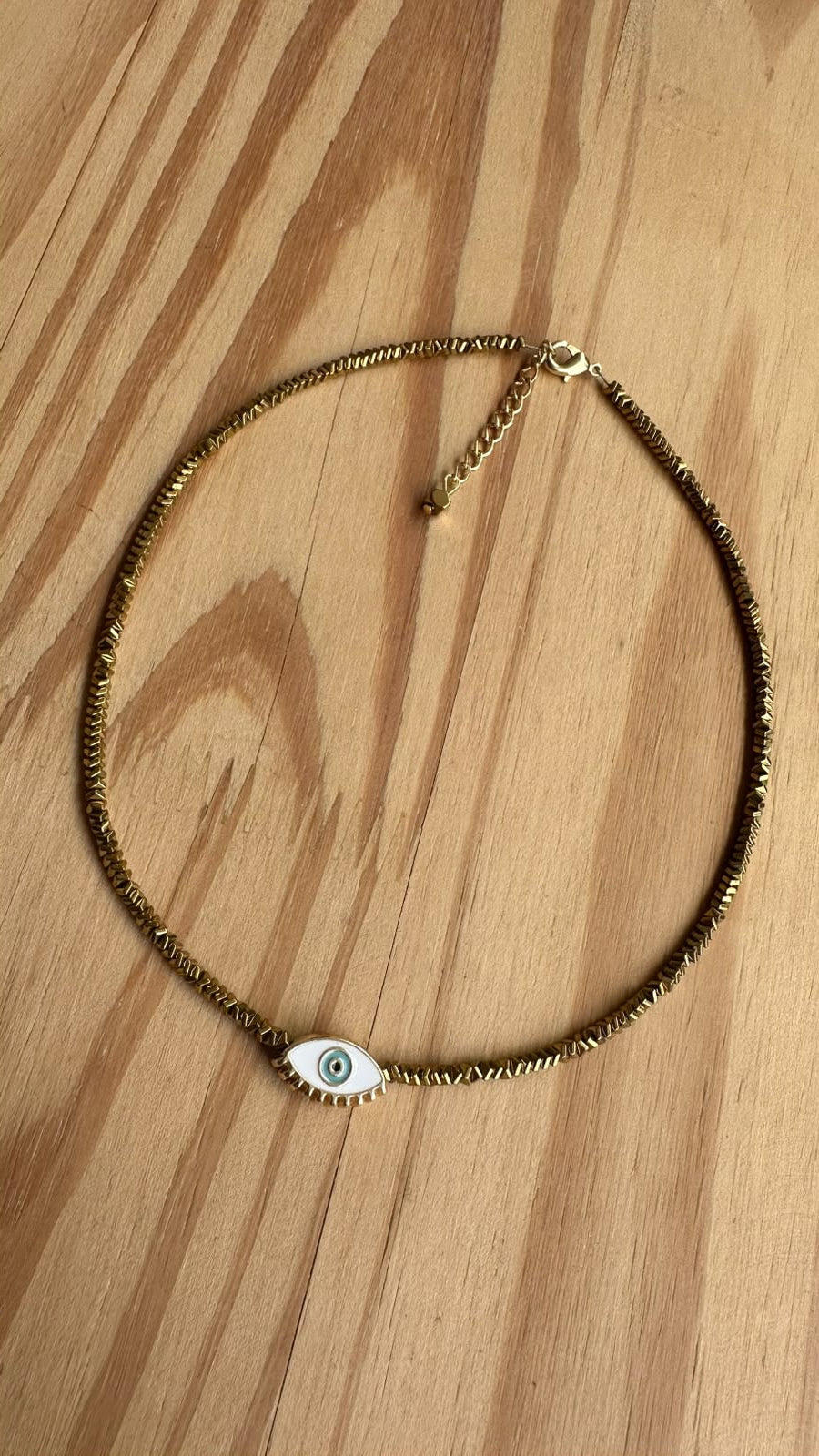 Choker Hematita com Olho Grego