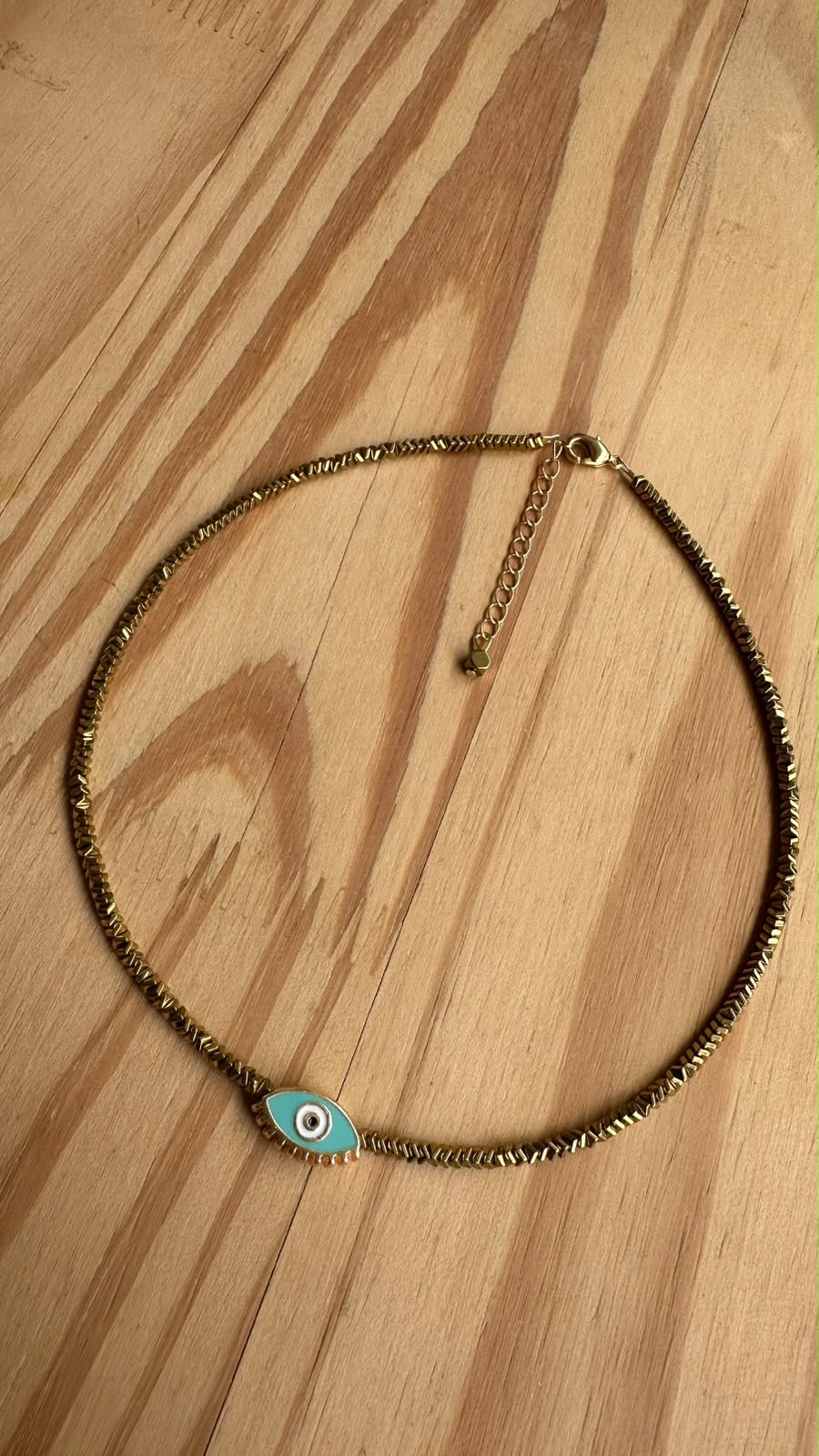 Choker Hematita com Olho Grego