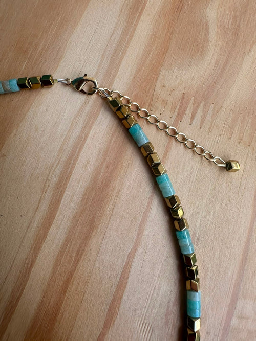 Choker Amazonita com Hematita - Opção 1