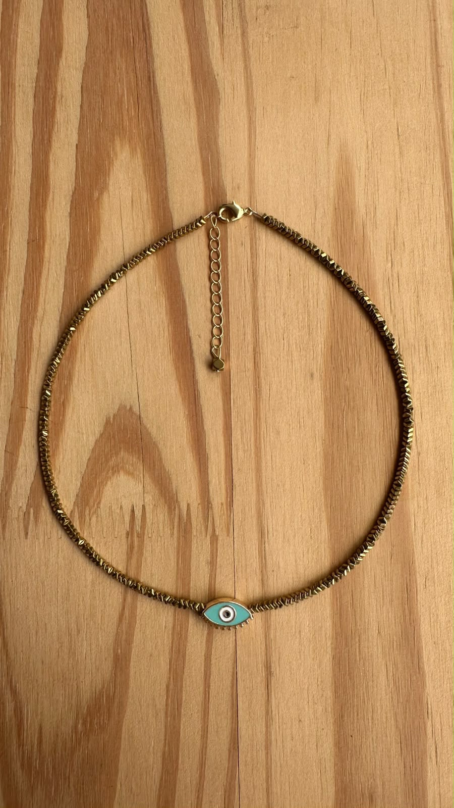Choker Hematita com Olho Grego