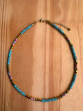 Choker Hematita com Calcilita e Turquesa