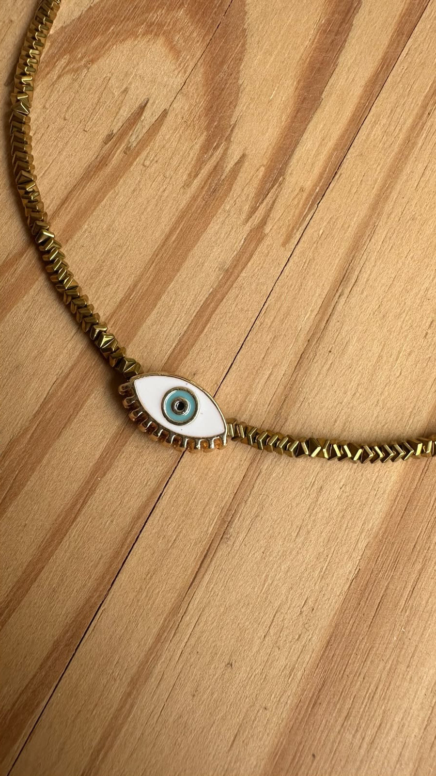 Choker Hematita com Olho Grego