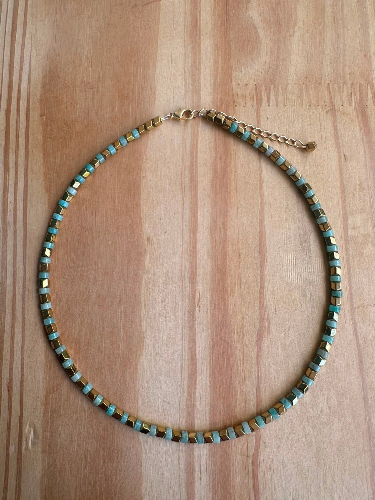 Choker Amazonita com Hematita - Opção 2
