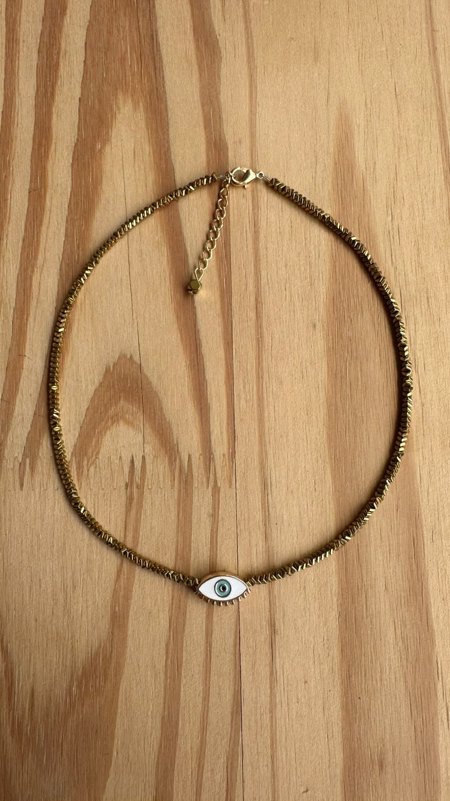 Choker Hematita com Olho Grego