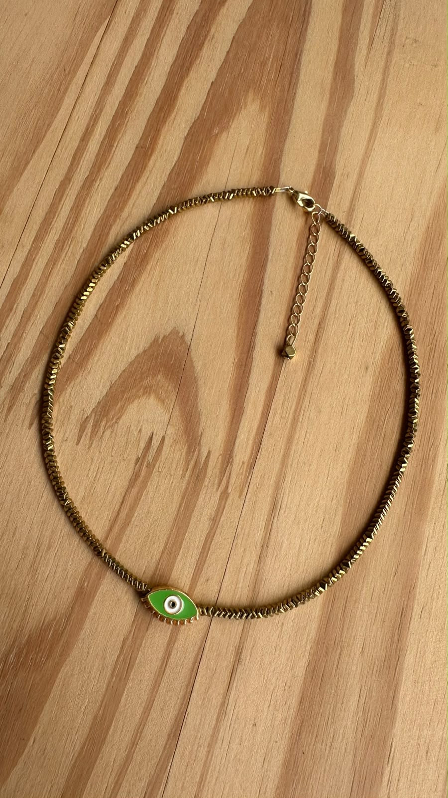 Choker Hematita com Olho Grego
