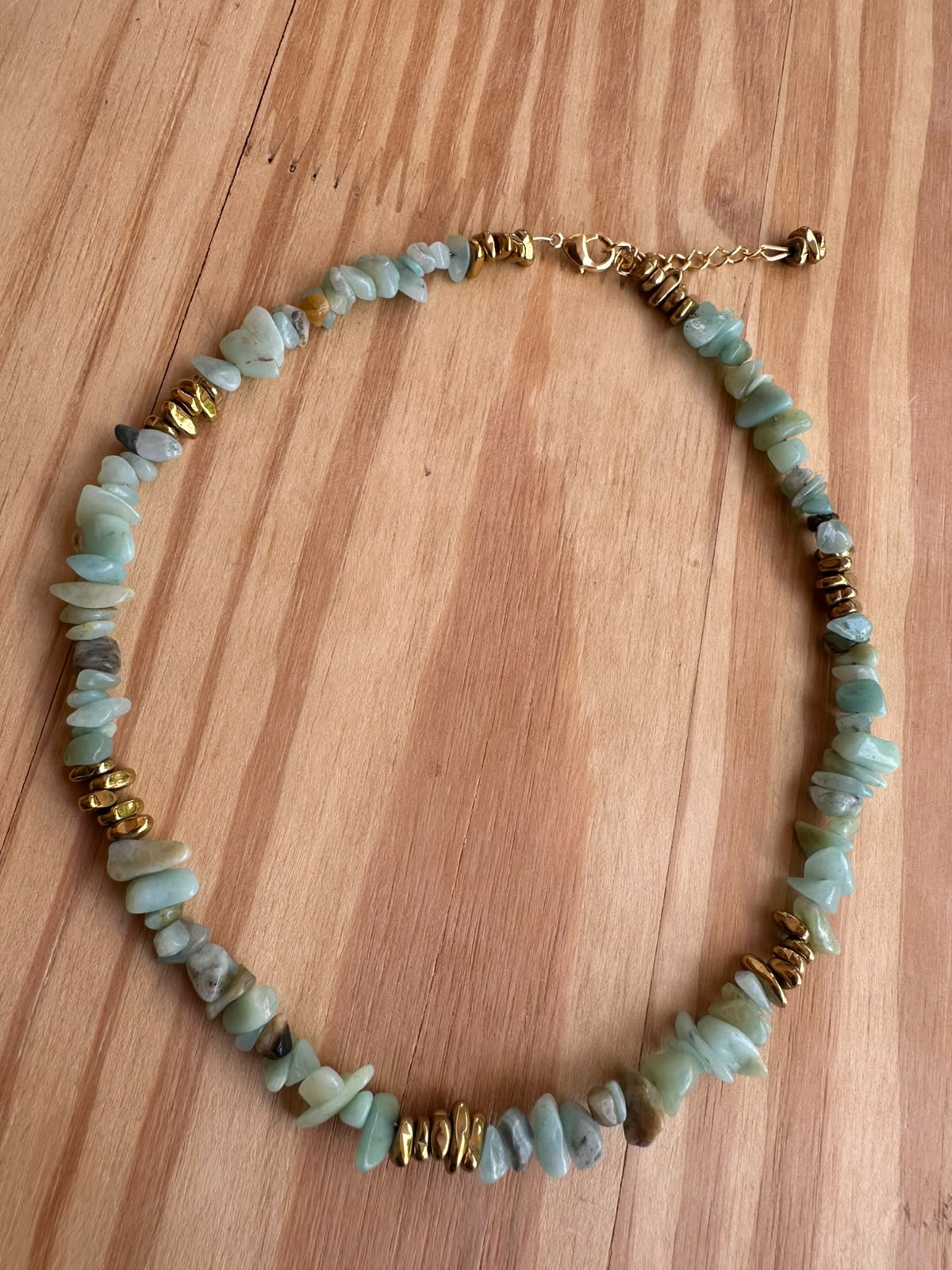 Choker Cascalho de Amazonita com Hematita