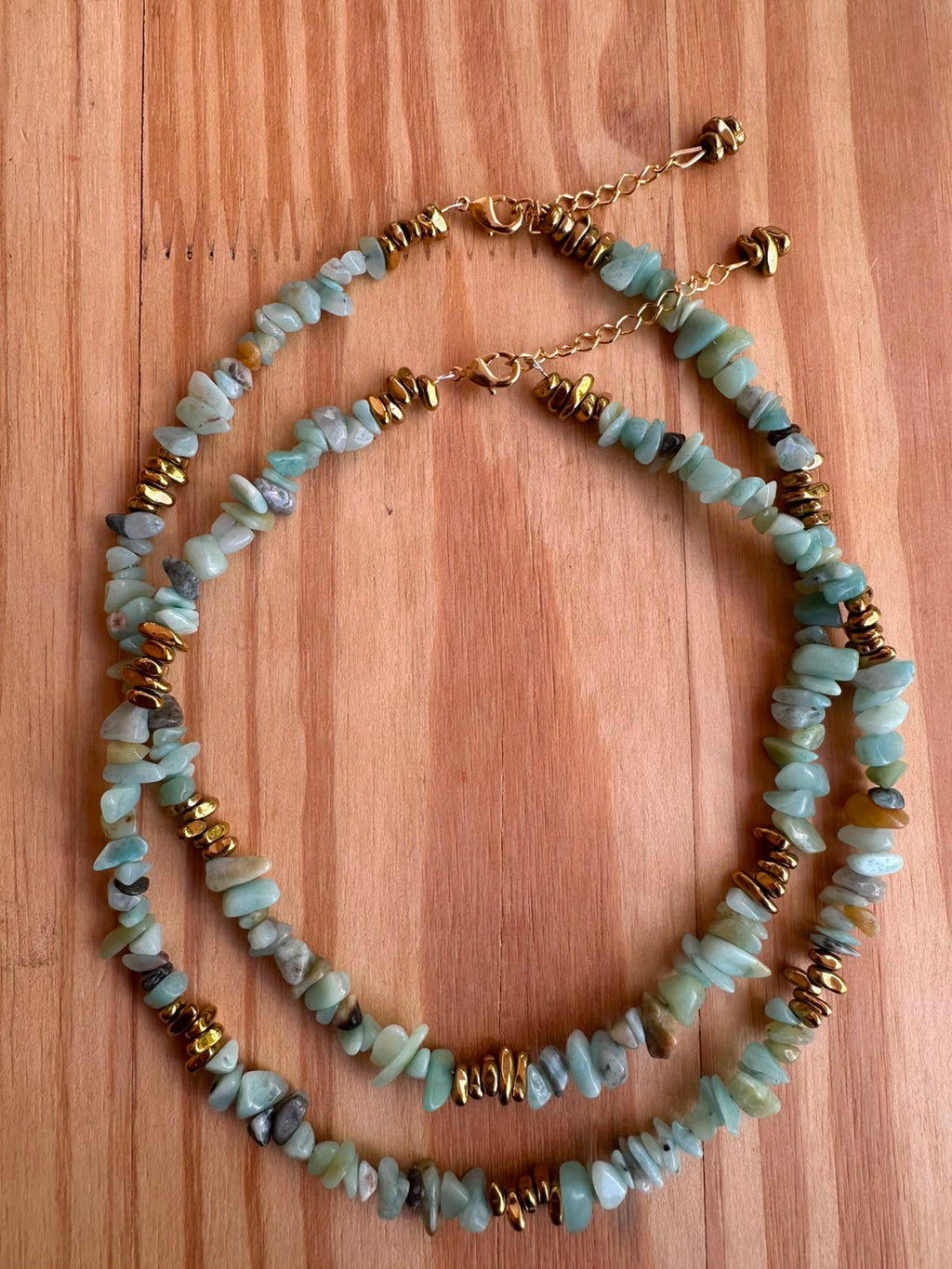 Choker Cascalho de Amazonita com Hematita