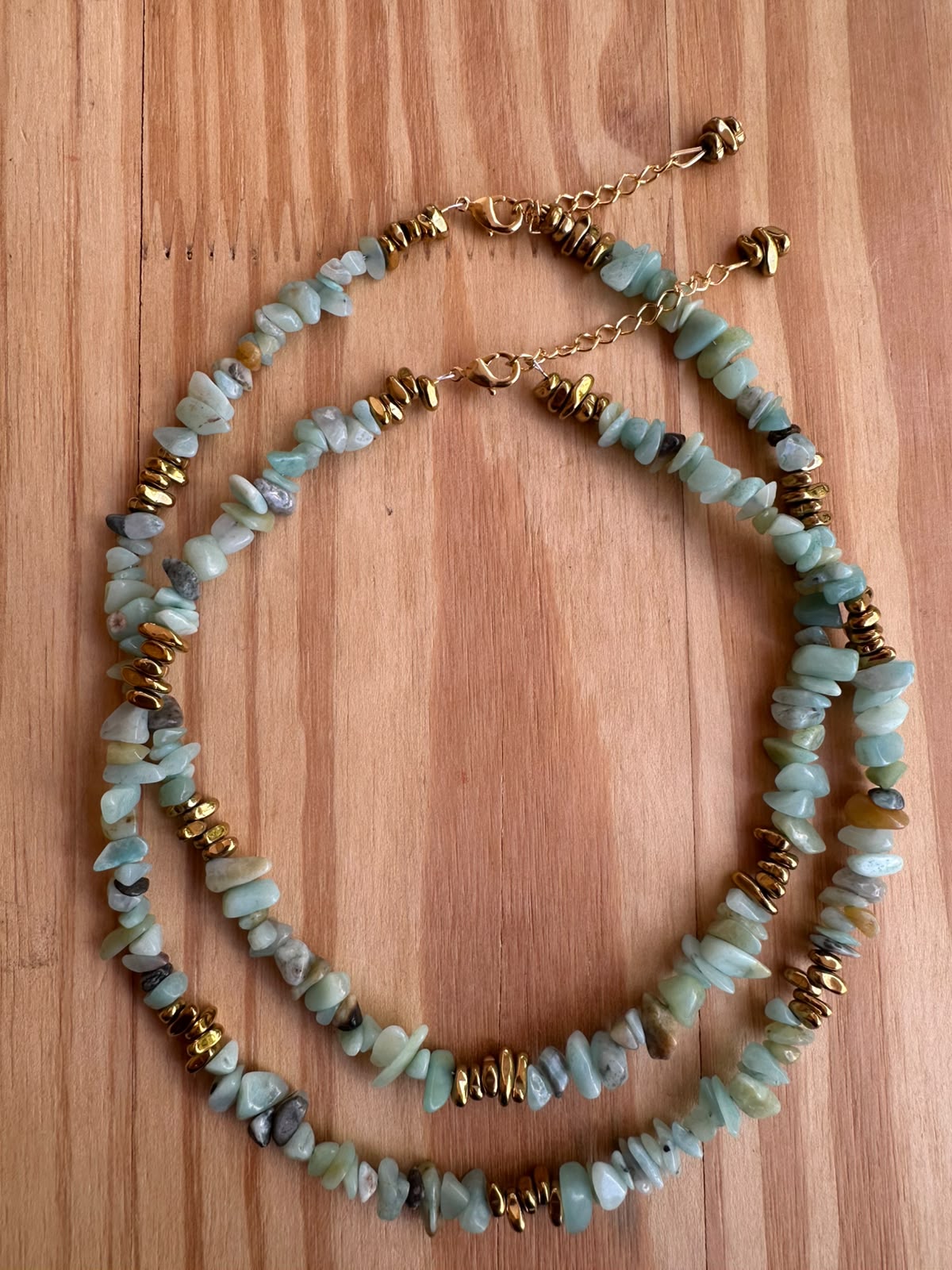 Choker Cascalho de Amazonita com Hematita