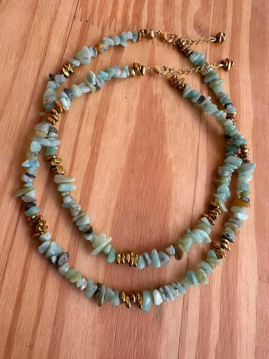 Choker Cascalho de Amazonita com Hematita
