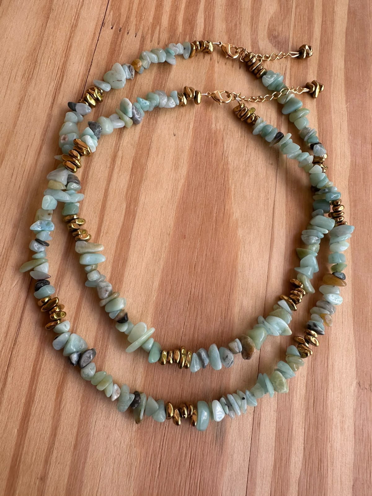 Choker Cascalho de Amazonita com Hematita