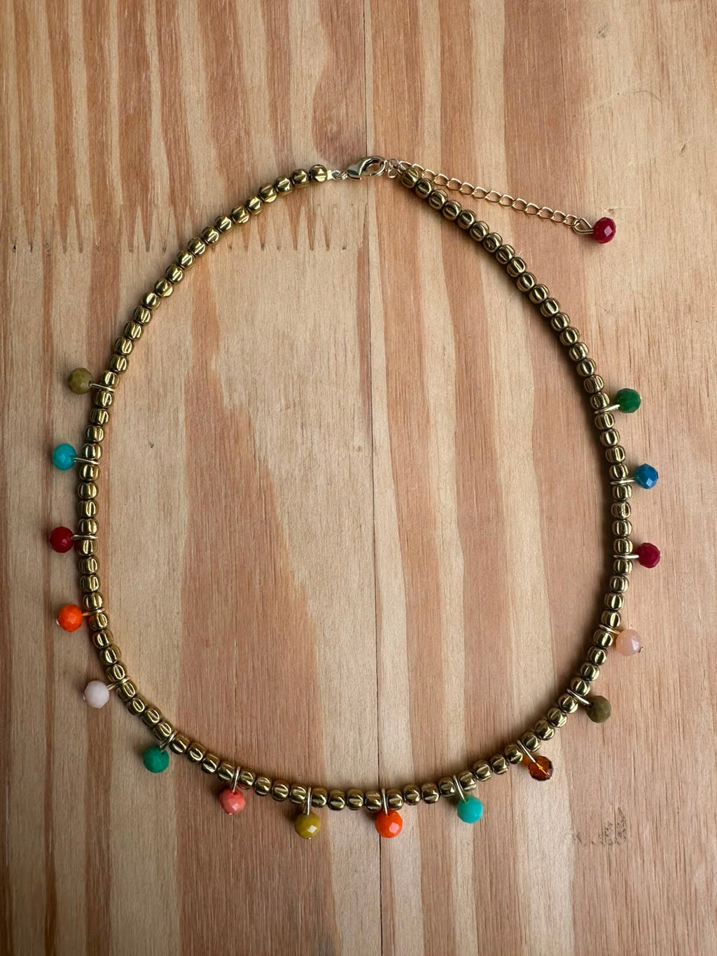 Choker Hematita com Cristal de Vidro