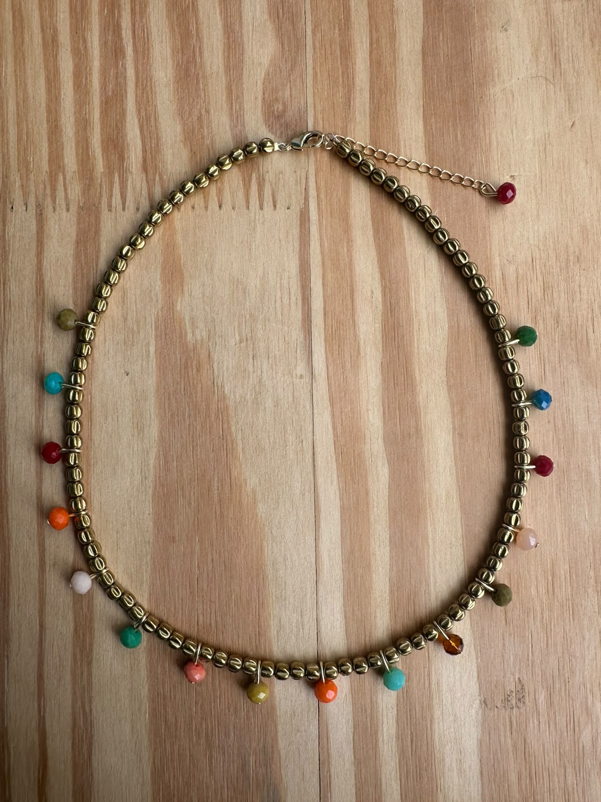 Choker Hematita com Cristal de Vidro