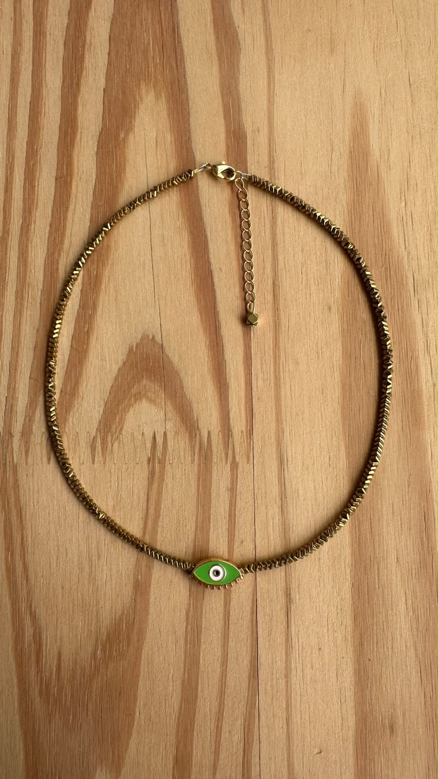 Choker Hematita com Olho Grego
