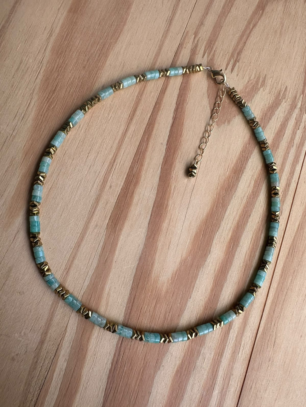 Choker Amazonita com Hematita - Opção 1