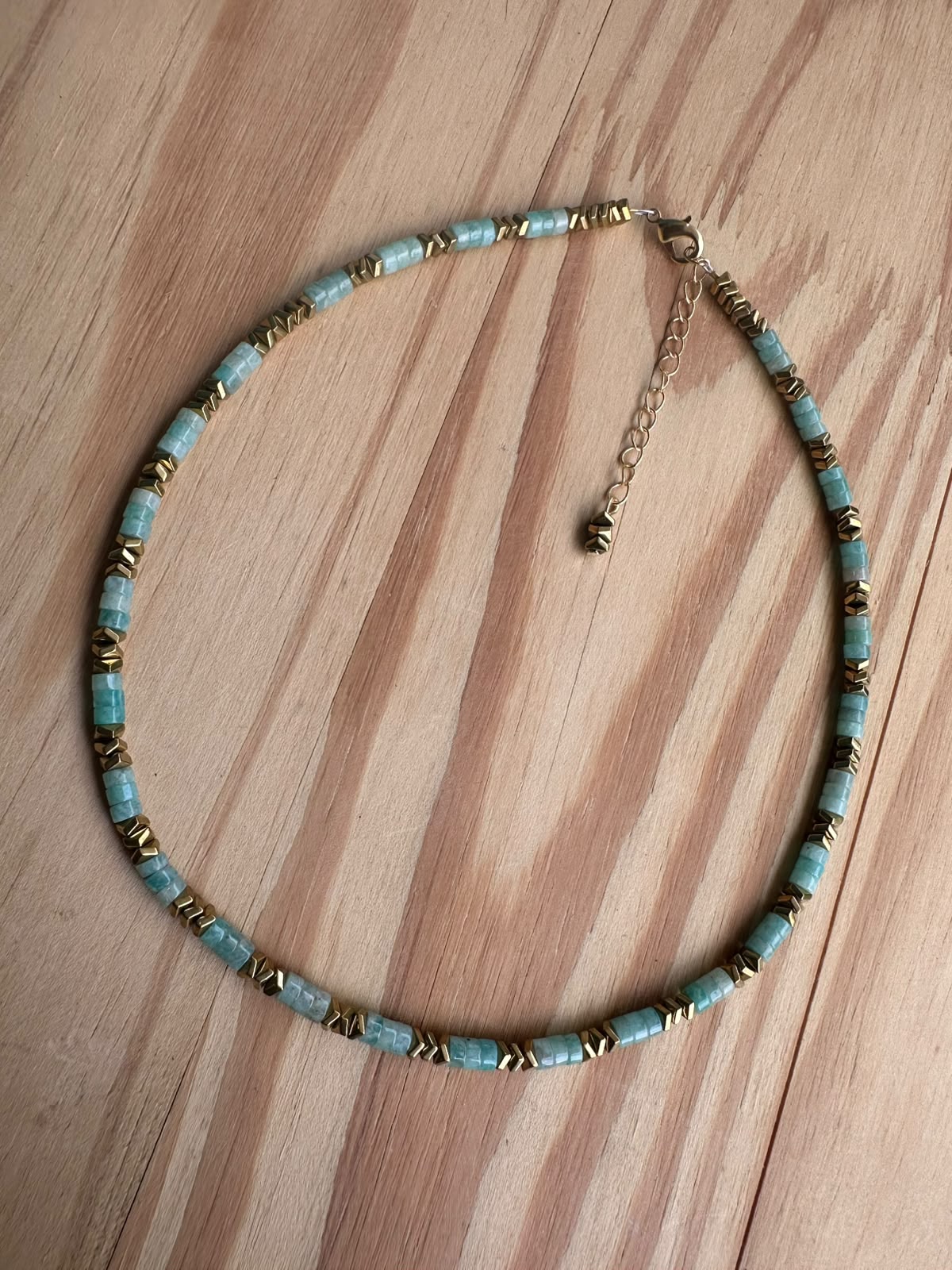 Choker Amazonita com Hematita - Opção 1