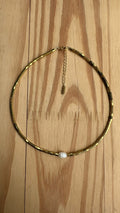 Choker Hematita com Pérola Natural de Água Doce