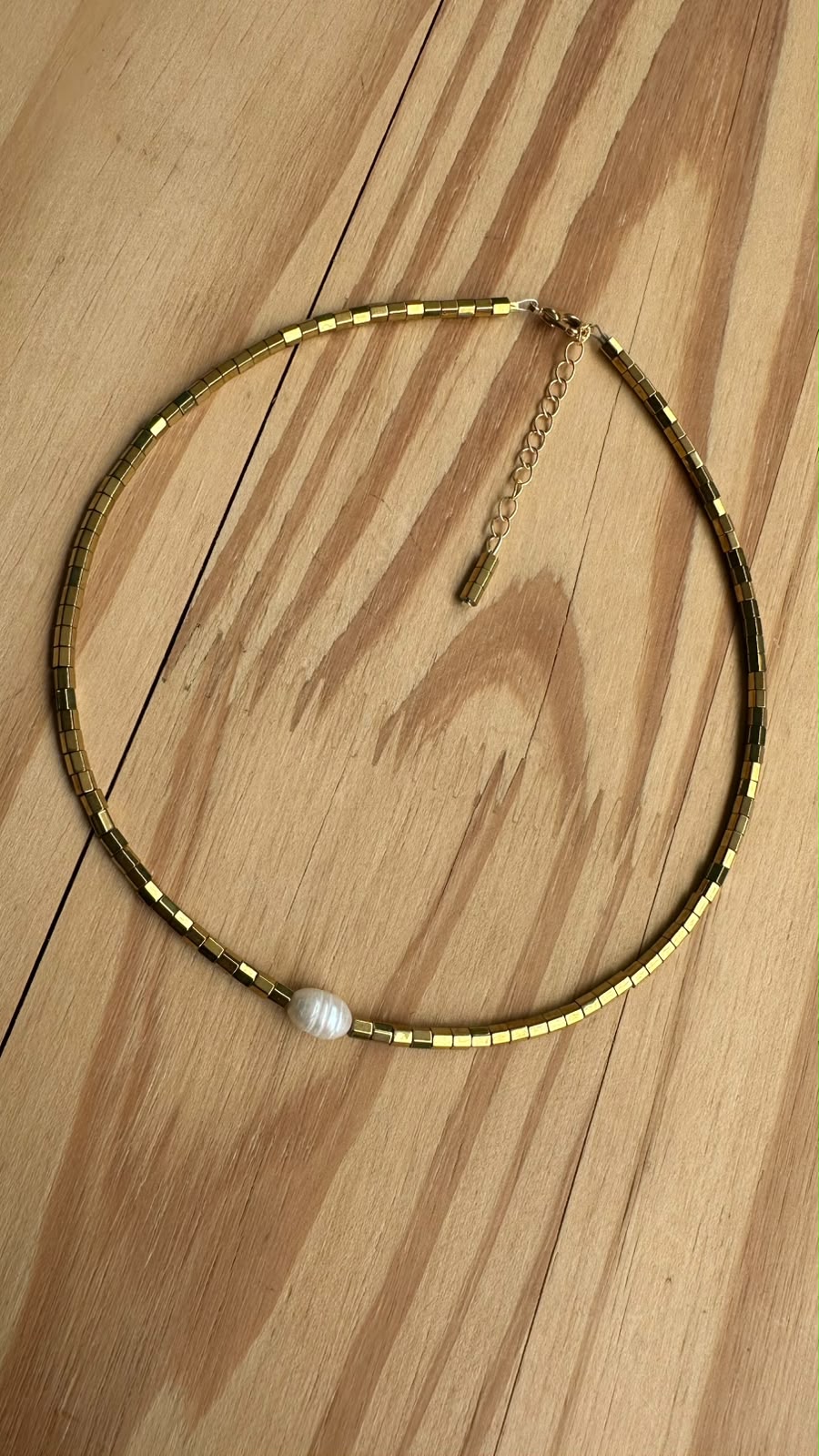 Choker Hematita com Pérola Natural de Água Doce