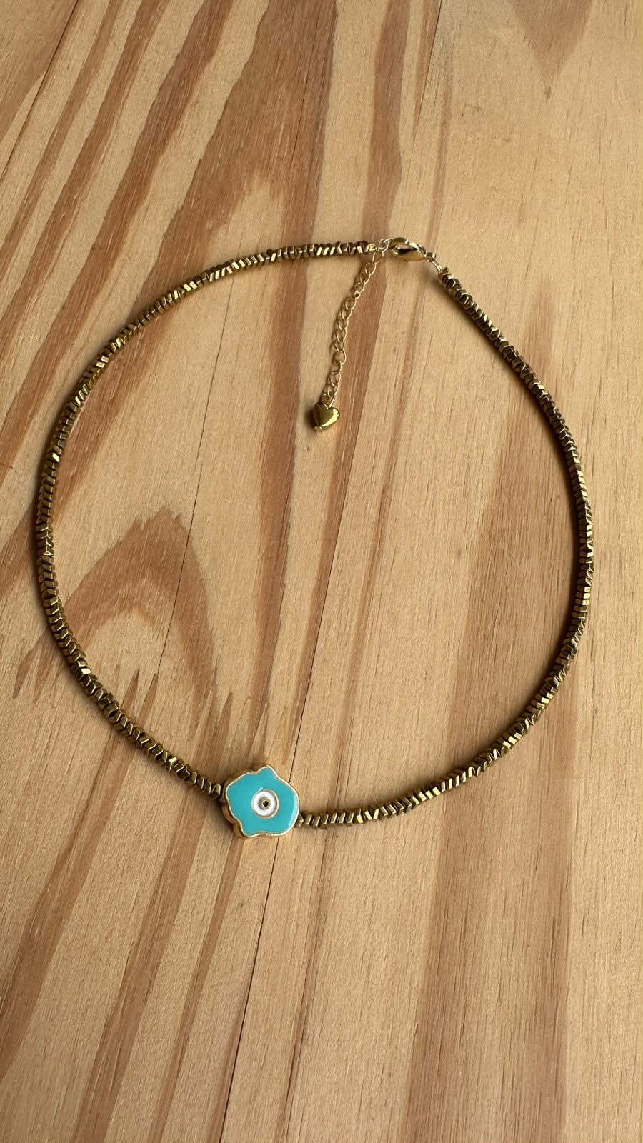 Choker Hematita com Olho Grego