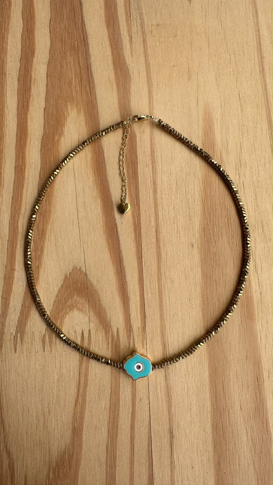 Choker Hematita com Olho Grego
